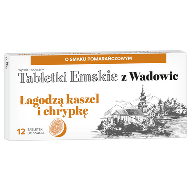 Tabletki Emskie z Wadowic, smak pomarau0144czowy, 12 tabletek