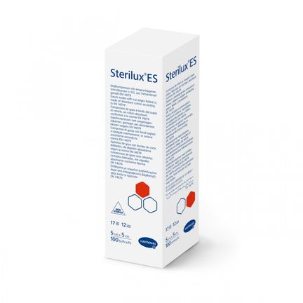 Sterilux ES, opatrunek niejałowy, 17-nitkowe, 12-warstwowe, 5 cm x 5 cm, 100 sztuk - zdjęcie produktu