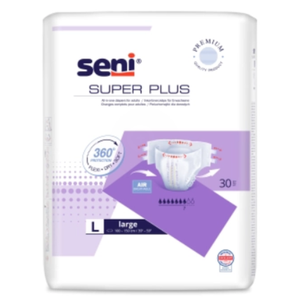 Pieluchomajtki na rzepy Seni Super Plus, rozmiar L, 30 sztuk - zdjęcie produktu