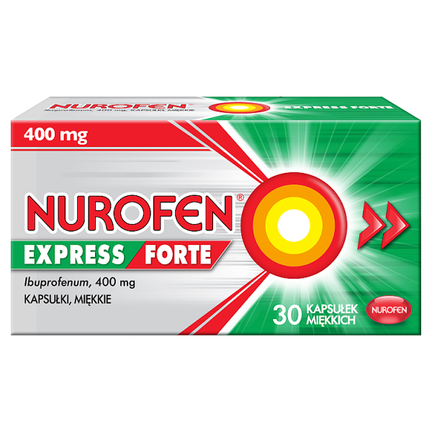 Nurofen Express Forte 400 mg, na ból i gorączkę, 30 kapsułek miękkich - zdjęcie produktu