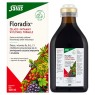 Floradix Żelazo i witaminy w płynnej formule, 500 ml