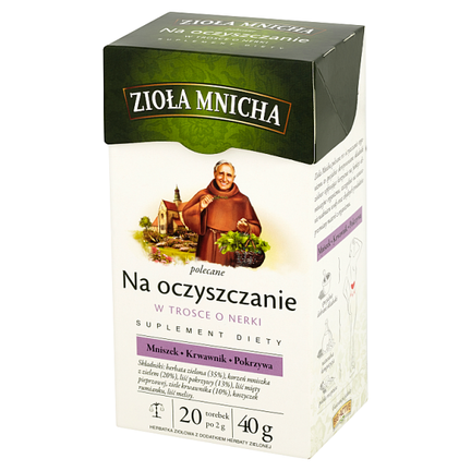 Zioła Mnicha, na oczyszczanie, 20 torebek - ŚRODEK SPOŻYWCZY OGÓLNEGO STOSOWANIA