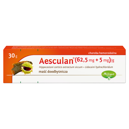 Aesculan (62,5 mg + 5 mg)/g, maść doodbytnicza, 30 g - PRODUKT LECZNICZY NIEREFUNDOWANY OTC