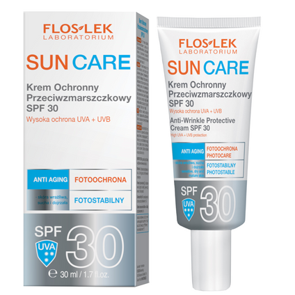 FLOS-LEK Floslek Sun Care, Schutzcreme Anti-Falten SPF 30, 30 ml — Inhaltsstoffe i ocena