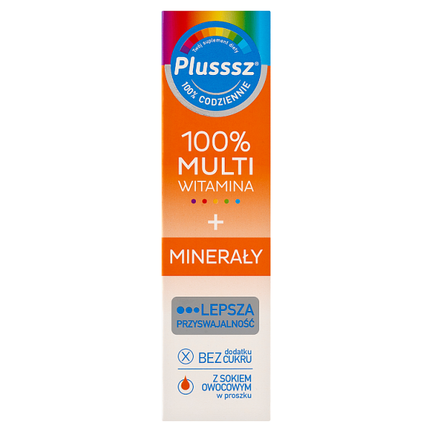 Plusssz 100% Multiwitamina + Minerały, 20 tabletek musujących - SUPLEMENT DIETY