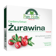 Żurawina Premium z witaminą C, 30 kapsułek