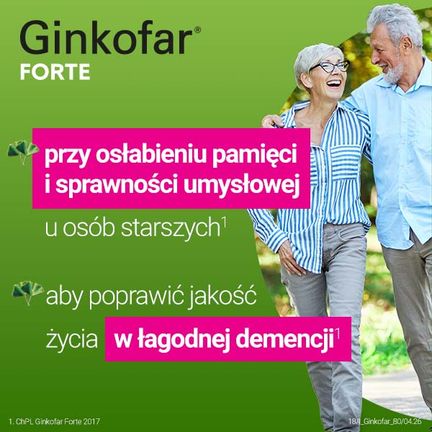 Ginkofar Forte 80mg, 60 tabletek - PRODUKT LECZNICZY NIEREFUNDOWANY OTC