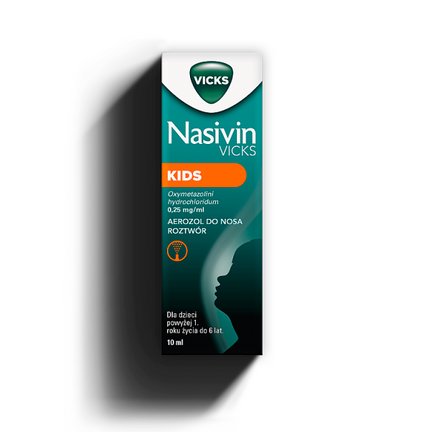 Nasivin Kids 0,25 mg/ml, aerozol do nosa, 10 ml - zdjęcie produktu