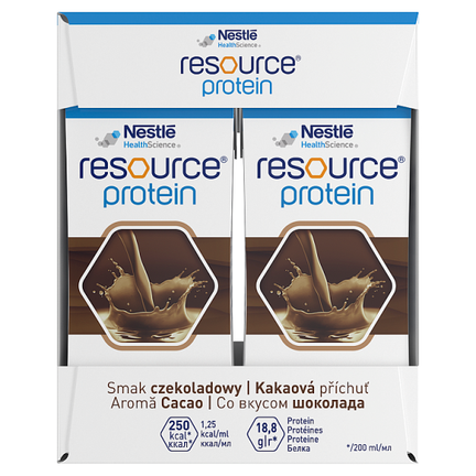 Resource Protein, smak czekoladowy, 4 x 200 ml - ŻYWNOŚĆ SPECJALNEGO PRZEZNACZENIA MEDYCZNEGO