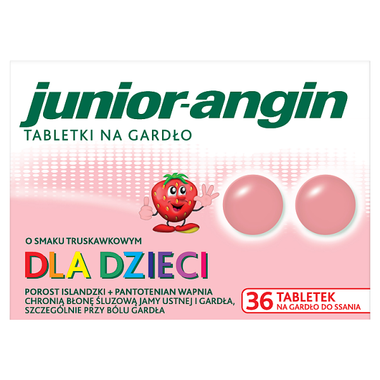 Junior-angin, truskawkowy, 36 tabletek
