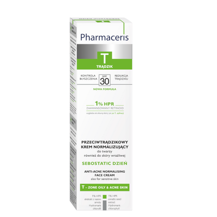 Pharmaceris T Sebostatic Day, przeciwtrądzikowy krem normalizujący, SPF 30, 40 ml - zdjęcie produktu