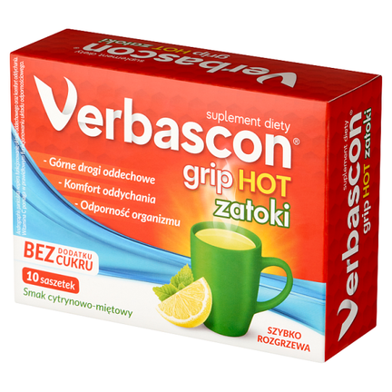 Verbascon, Grip Hot zatoki, 10 saszetek - 5904157904301