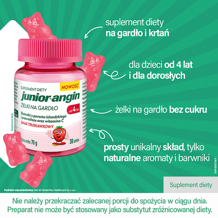 Junior-Angin, żelki na gardło, 30 sztuk - 5906750263274