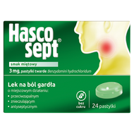 Hascosept smak miętowy, 24 pastylki twarde