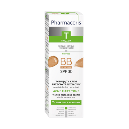 Pharmaceris T, krem tonujący przeciwtrądzikowy, SPF 30, natural, 30 ml  - KOSMETYK