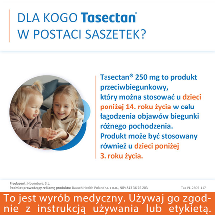 Tasectan dla dzieci 250 mg, 20 saszetek - cena