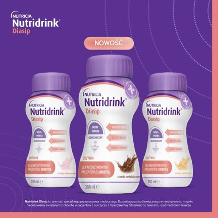 Nutridrink Diasip, smak truskawkowy, 4 x 200 ml - Dorosły