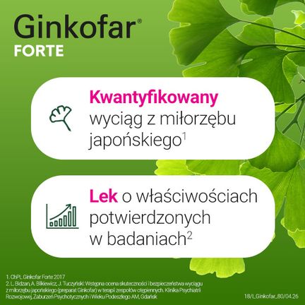 Ginkofar Forte 80mg, 60 tabletek - Układ nerwowy