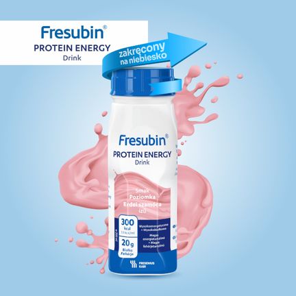 Fresubin Protein Energy Drink, poziomkowy, 4 x 200 ml - ŻYWNOŚĆ SPECJALNEGO PRZEZNACZENIA MEDYCZNEGO