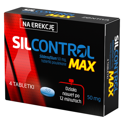 Silcontrol MAX, 50 mg, 4 tabletki powlekane - zdjęcie produktu