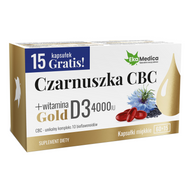 Czarnuszka CBC Gold + witamina D3 4000 IU, 75 kapsułek miękkich