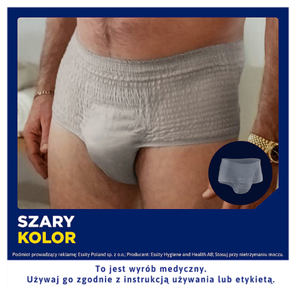 Majtki chłonne Tena Men Pants Normal Grey,S/M, 9 sztuk - Dorosły, Senior