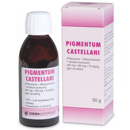 Pigmentum Castellani, (40 mg + 80 mg + 8 mg)/g, płyn na skórę, 50 g - zdjęcie produktu