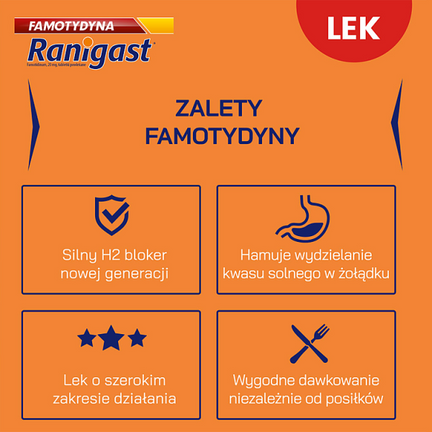 Famotydyna Ranigast 20 mg, 20 tabletek - POLPHARMA