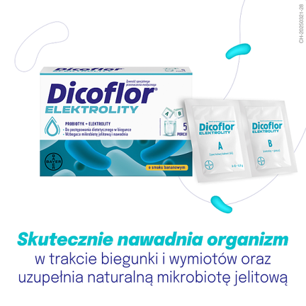 Dicoflor Elektrolity, probiotyk i elektrolity, dla dzieci od 1. roku życia i osób dorosłych, 10 saszetek - PROSZEK