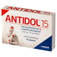 Antidol 15, 500 mg + 15 mg, 10 tabletek
