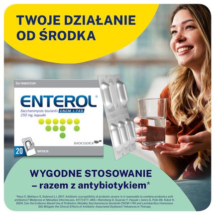 Enterol, 250 mg, 20 kapsułek - PRODUKT LECZNICZY NIEREFUNDOWANY OTC