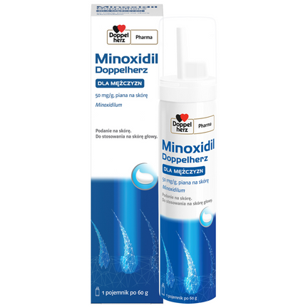 Minoxidil Doppelherz dla mężczyzn 50 mg/g, piana na skórę, 60 ml - zdjęcie produktu