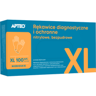 Apteo, rękawice diagnostyczne nitrylowe, bezpudrowe, niebieskie, rozmiar XL, 100 sztuk
