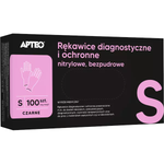 Apteo, rękawice diagnostyczne nitrylowe, bezpudrowe, czarne, rozmiar S, 100 sztuk