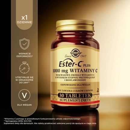 Solgar Ester-C Plus 1000 mg Witaminy C, 30 tabletek - SUPLEMENT DIETY