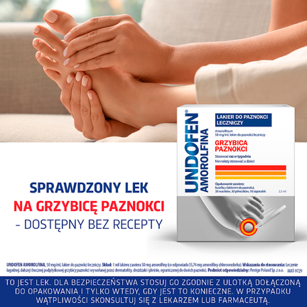 Undofen Amorolfina, 50 mg/ml, lakier do paznokci, 2,5 ml - 5907734711903