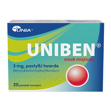 Uniben 3 mg, smak miętowy, 20 pastylek twardych - zdjęcie produktu
