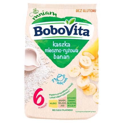 Bobovita Kaszka mleczno-ryżowa banan po 6 miesiącu, 230 g - zdjęcie produktu