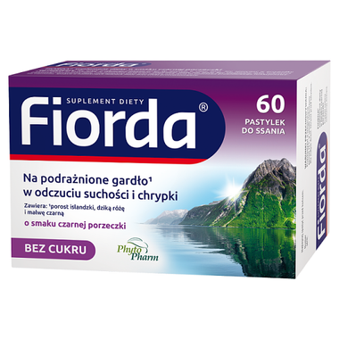 Fiorda, smak czarnej porzeczki, 60 pastylek do ssania