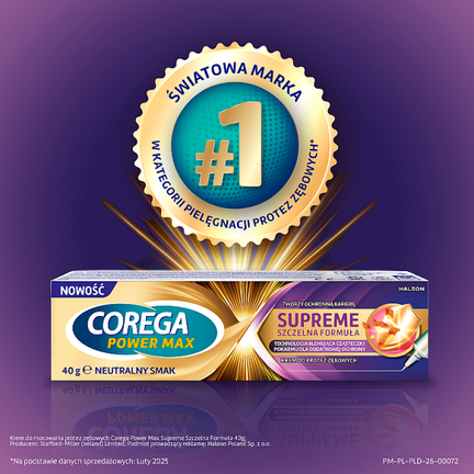 Corega Power Max Supreme, krem do protez zębowych, 40 g