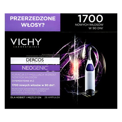 VICHY Vichy Dercos Neogenic, kuracja stymulująca wzrost włosów, 28 x 6 ml — Składniki i ocena