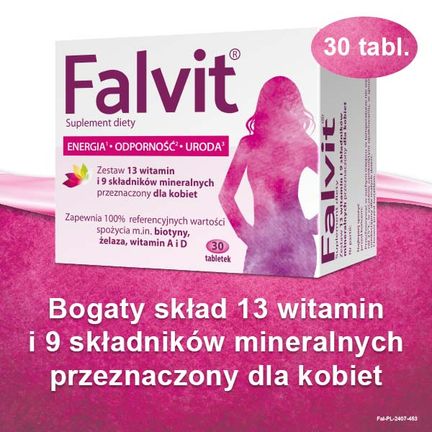 Falvit, witaminy i minerały dla kobiet, 30 tabletek - SUPLEMENT DIETY