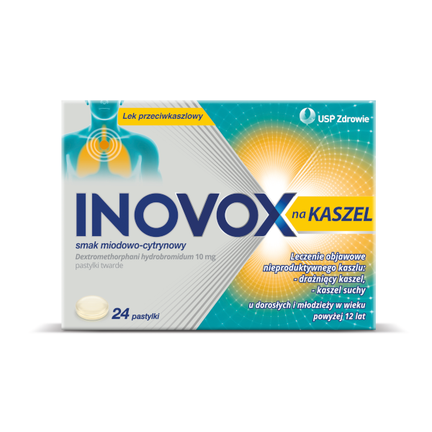 Inovox na kaszel smak miodowo-cytrynowy, 10 mg, 24 pastylki twarde - zdjęcie produktu