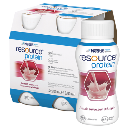 Resource Protein, smak owoce leśne, 4 x 200 ml, preparat odżywczy w płynie - zdjęcie produktu
