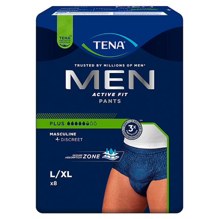 Majtki chłonne Tena Men Pants Plus, rozmiar L, 8 sztuk - zdjęcie produktu