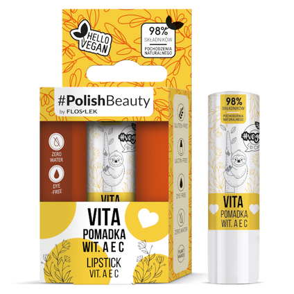 FLOS-LEK Floslek Vege Lip Care Vita, pomadka do ust witamina A, E, C, 4,1 g — Składniki i ocena
