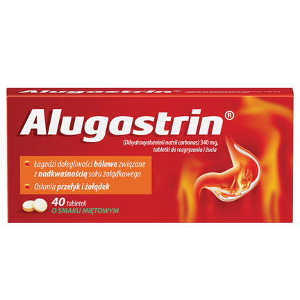 Alugastrin 340 mg, na zgagę, 40 tabletek do rozgryzania i żucia  - zdjęcie produktu