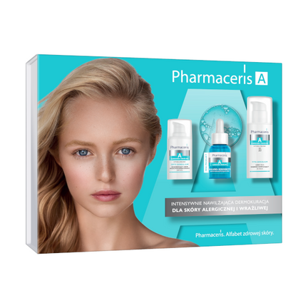 Zestaw Pharmaceris A Intensywnie nawilżająca dermokuracja dla skóry alergicznej i wrażliwej, krem na dzień, 50 ml + krem pod oczy, 15 ml + serum, 4 ml - zdjęcie produktu