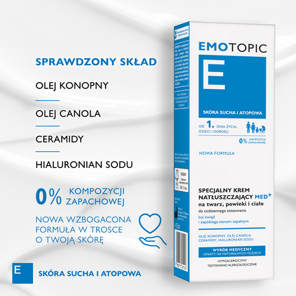 Emotopic, specjalny krem natłuszczający na twarz, powieki i ciało, 75 ml - 5900717691216