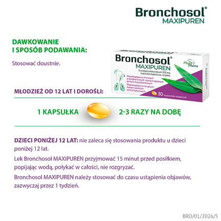 Bronchosol MAXIPUREN, 30 kapsułek dojelitowych  - Wspierające, Łagodzące